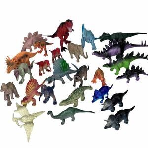 Lot 25 Dinosaurs Hard Plastic Figures Imaginative Play Toys Various Sizes Colors